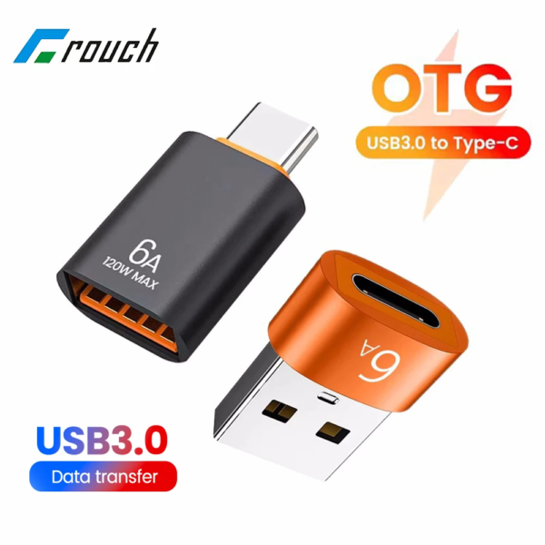 6A 120W USB to Type-C & Type-C to USB 3.0 OTG Converter Adapter | Premium Metal Shell Fast Charging, 10Gbps High-Speed Data Sync & Audio Plug-and-Play Connector for Phones, Laptops, Keyboards & U-Disk