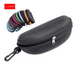 EVA Hard Shell Glasses Case with Carabiner Hook - Anti-Crush Zipper Eyeglass Protection Box & Sunglasses Carrier