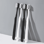 Japanese Super Soft Toothbrush (Black/White) – 12,000 Ultra-Fine Bristles for Sensitive Gums | Cotton-Like Gentle Cleaning with 8-Hole Massage Design
