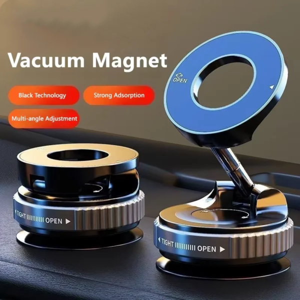 360° Foldable Vacuum Magnetic Phone Holder | Dual-Sided Strong Suction Car Mount & Hands-Free Live Streaming Stand for All Smartphones (4.7"+)