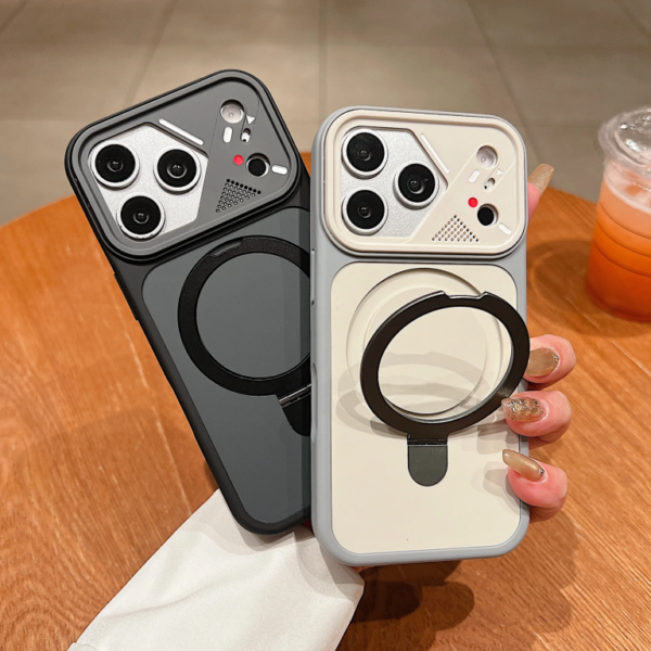 Luxury Metal Ring Holder Magnetic Phone Case for iPhone 17 Series | MagSafe Compatible Matte Bumper Cover with Kickstand