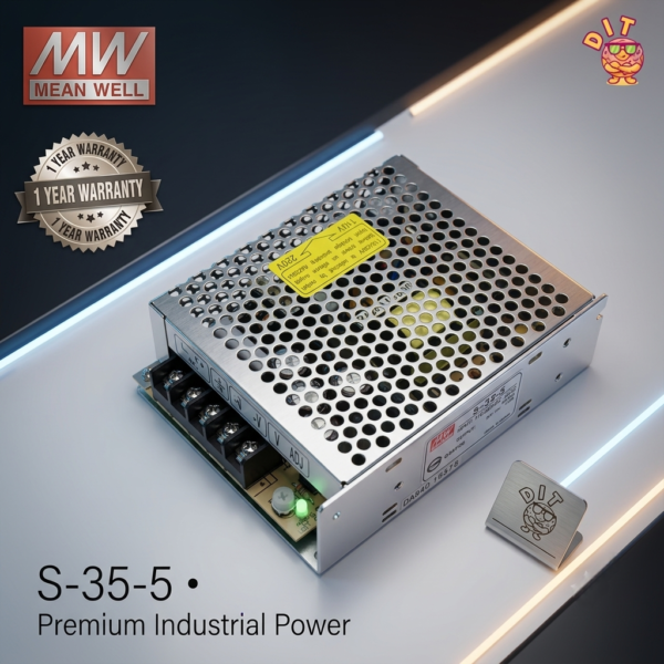 Mean Well S-35-5 Switching Power Supply 5V 7A 35W | Original Industrial Grade SMPS AC to DC Power Supply | Pre-Owned Like New Condition