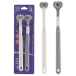 3-Sided Toothbrush (2-Piece) – Triple Cleaning Head with Tongue Scraper | 360° Deep Clean for Teeth & Gums | Ultra-Soft 0.15mm Bristles (White/Grey) - Image 3