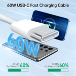 60W PD Type-C to Type-C Fast Charging Cable 1m — Braided Nylon, 60W PD & QC4.0, 480Mbps, Reinforced SR, Boxed - Image 2