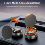 Mechanical Vacuum Suction Cup Magnetic Car Phone Holder | 3-Axis 360° Rotating Foldable Navigation Mount | Universal Hands-Free Bracket Stand for Dashboard, Windshield, Gym, Mirror & Desktop (Free Magnetic Metal Ring Included) - Image 2