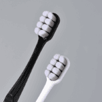 Japanese Super Soft Toothbrush (Black/White) – 12,000 Ultra-Fine Bristles for Sensitive Gums | Cotton-Like Gentle Cleaning with 8-Hole Massage Design - Image 2