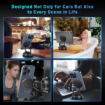 Mechanical Vacuum Suction Cup Magnetic Car Phone Holder | 3-Axis 360° Rotating Foldable Navigation Mount | Universal Hands-Free Bracket Stand for Dashboard, Windshield, Gym, Mirror & Desktop (Free Magnetic Metal Ring Included) - Image 3