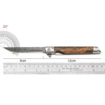 Portable Folding Utility Cutter | 3Cr13 Stainless Steel | Wooden Handle | Outdoor Camping Multi-Purpose Tool with Leather Sheath - Image 3