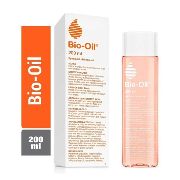 Bio-Oil Skincare Body Oil 200 ml – Scar & Stretchmark Serum, Moisturizer for Dry Skin, Non-Greasy & Non-Comedogenic