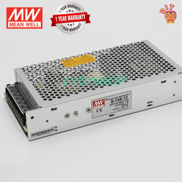 Mean Well S-145-12 Switching Power Supply 12V 12A 145W Original Industrial Grade SMPS | Pre-Owned Like New Condition