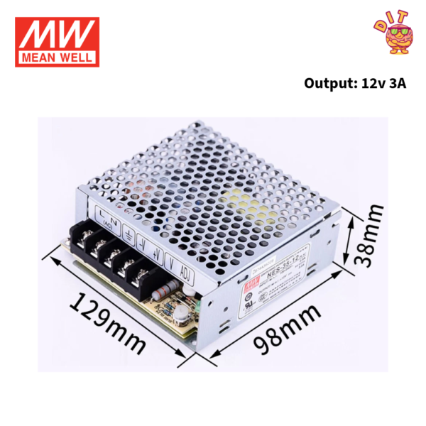 Mean Well NES-35-12 Switching Power Supply 12V 2.9A 35W Original Industrial Grade SMPS | Pre-Owned Like New Condition